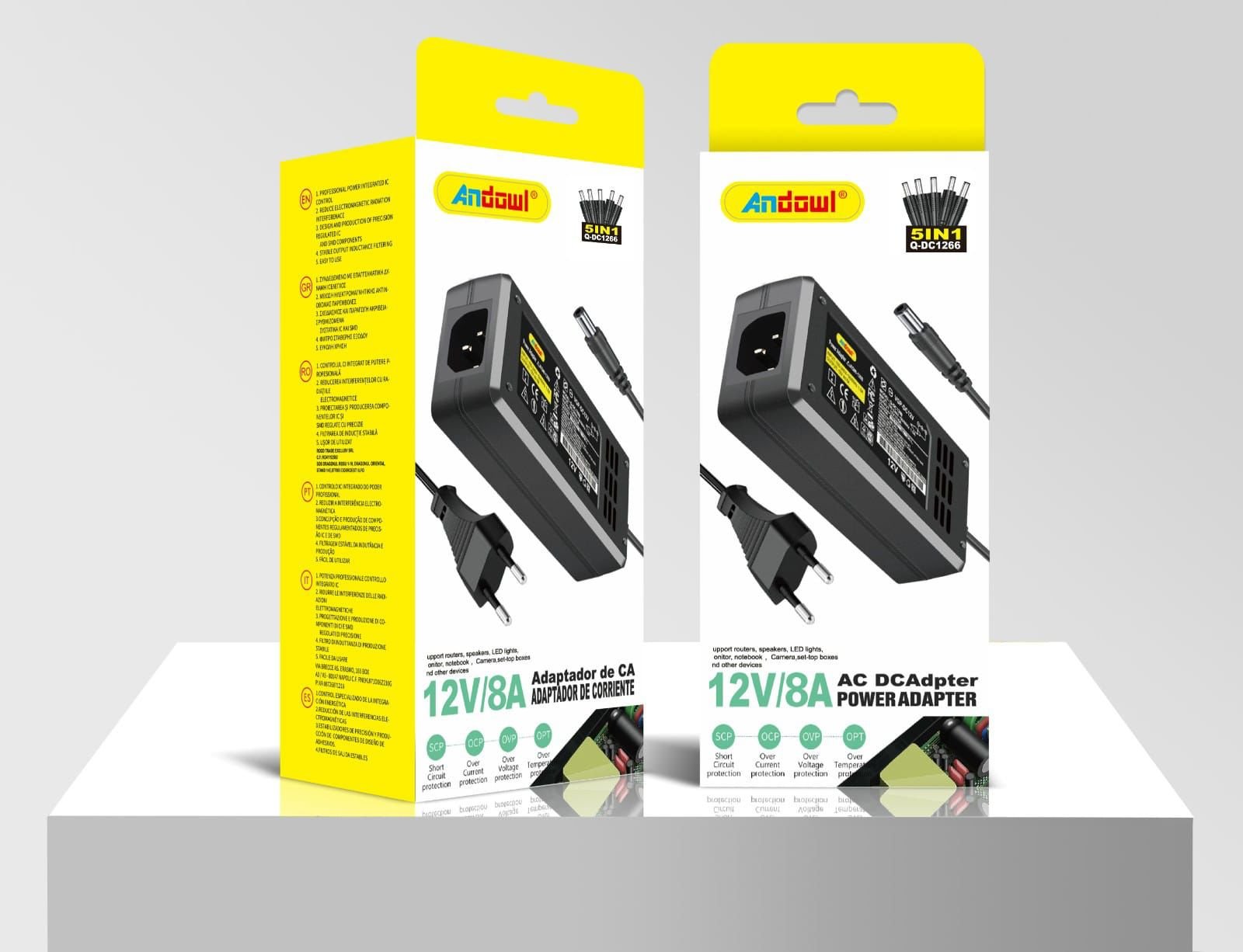 Q-DC1266 12V 8AMP ADAPTOR WITH UK PLUG