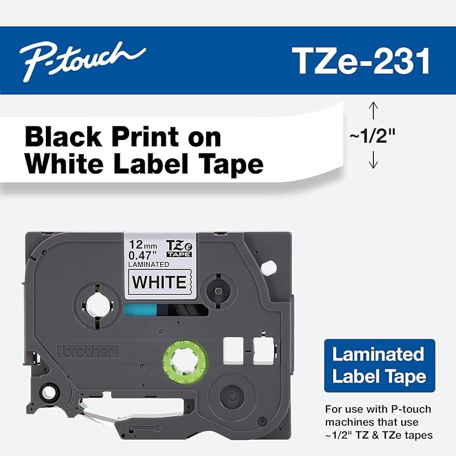TZE-231 BROTHER CARTRIDGE 12MM